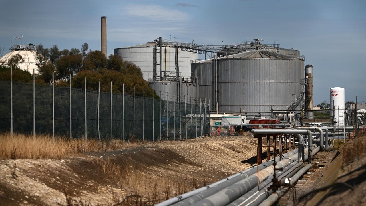 Storage silos at the Geelong Oil Refinery in Corio (file image)