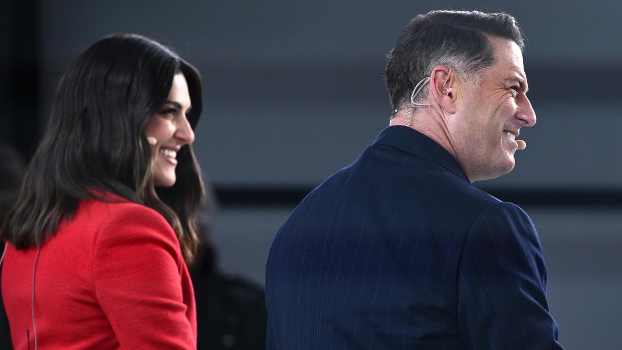 shot from behind of Sarah Abo and Karl