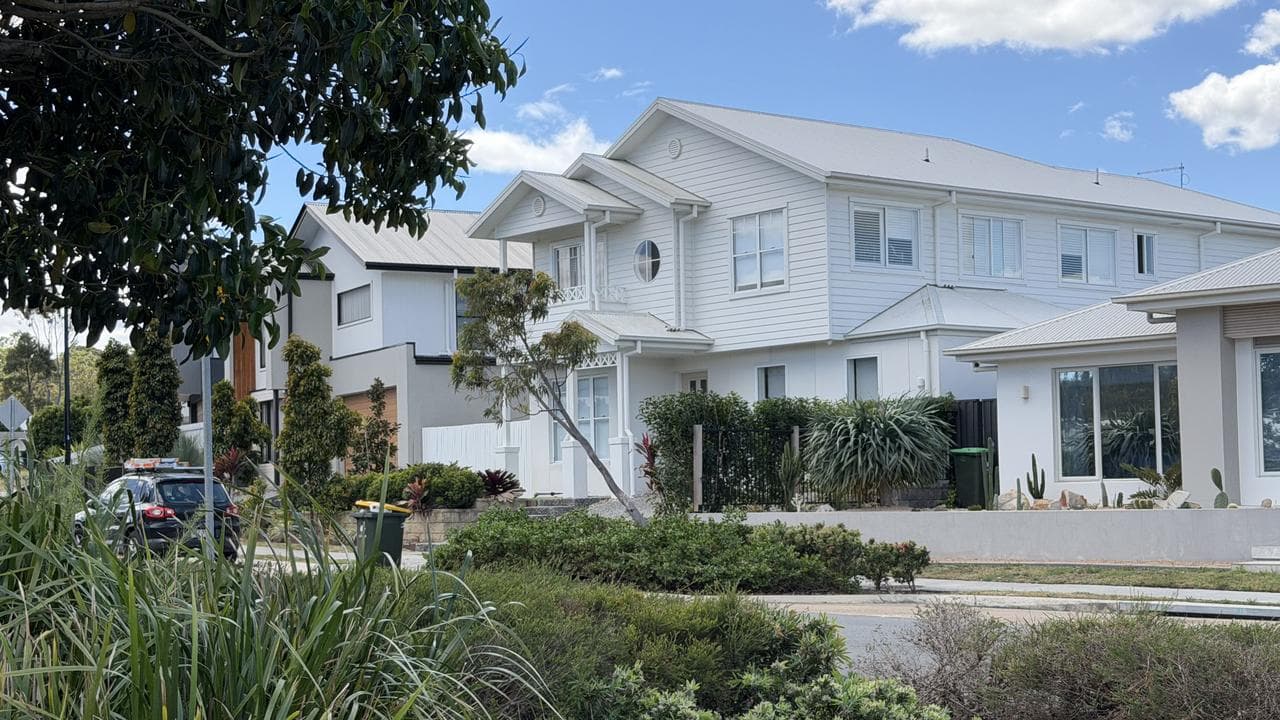 white home on street