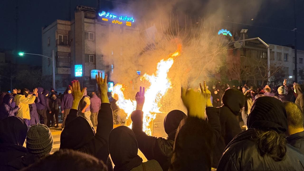 An anti-government protest in Tehran, Iran