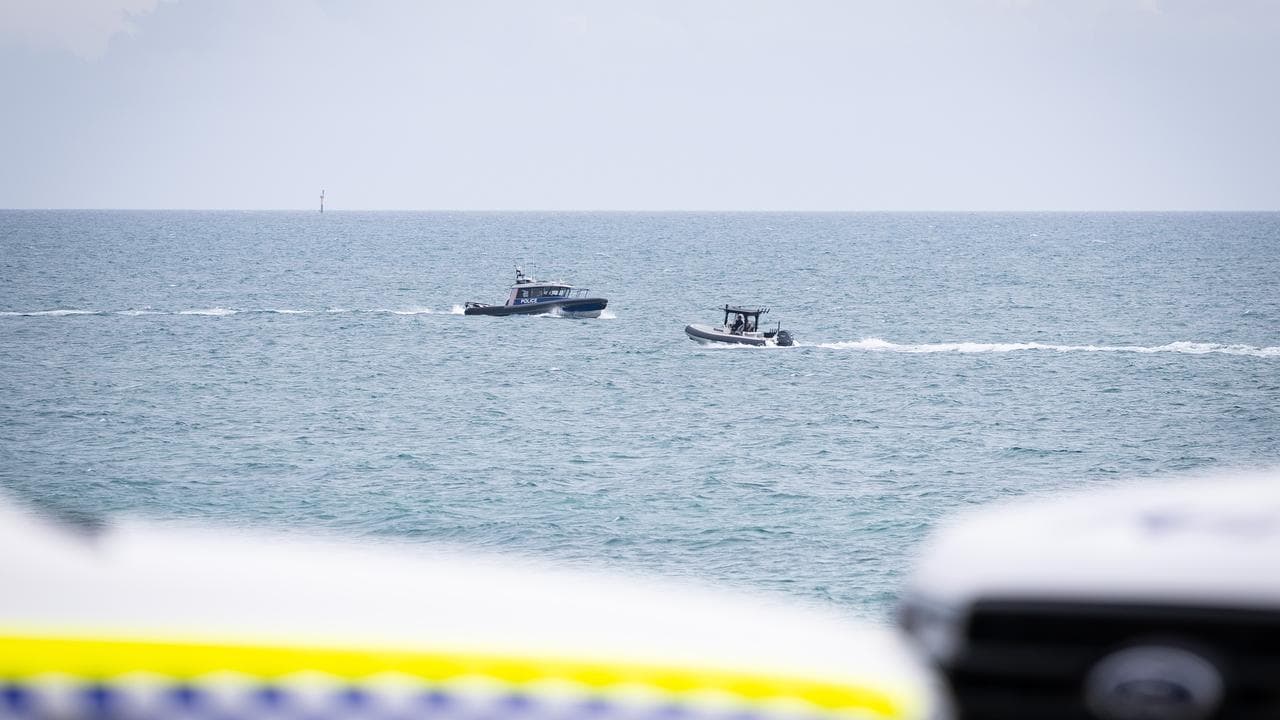 Police craft in water off Sorrento Beach in Perth 