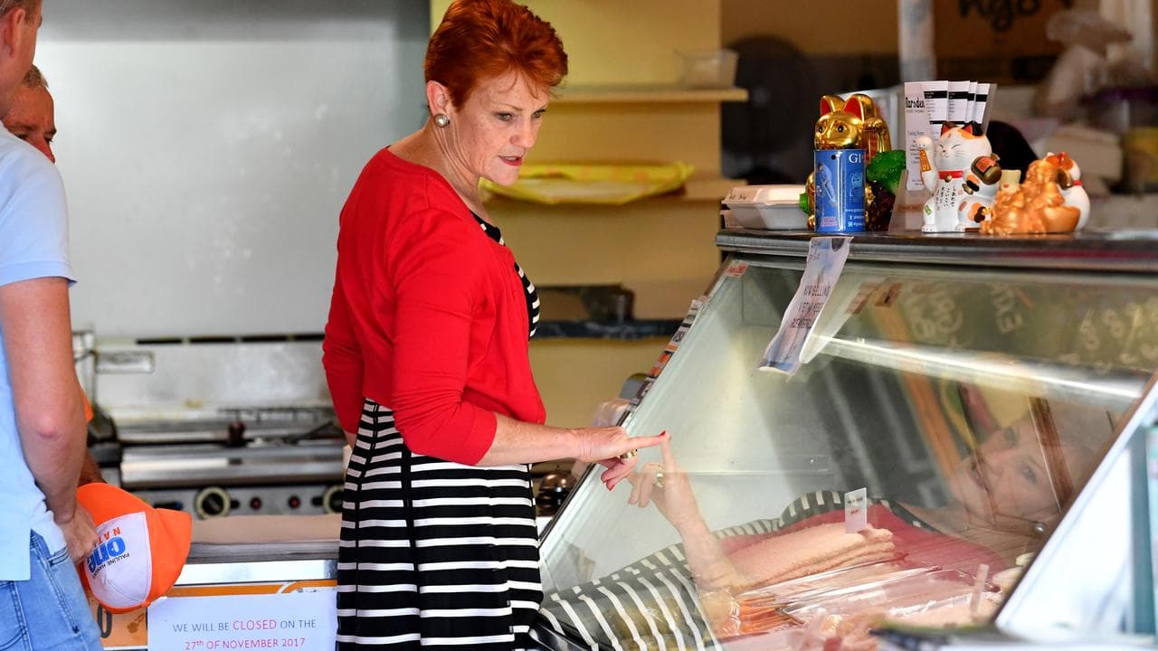 Pauline Hanson in her former fish and chip shop in 2017.
