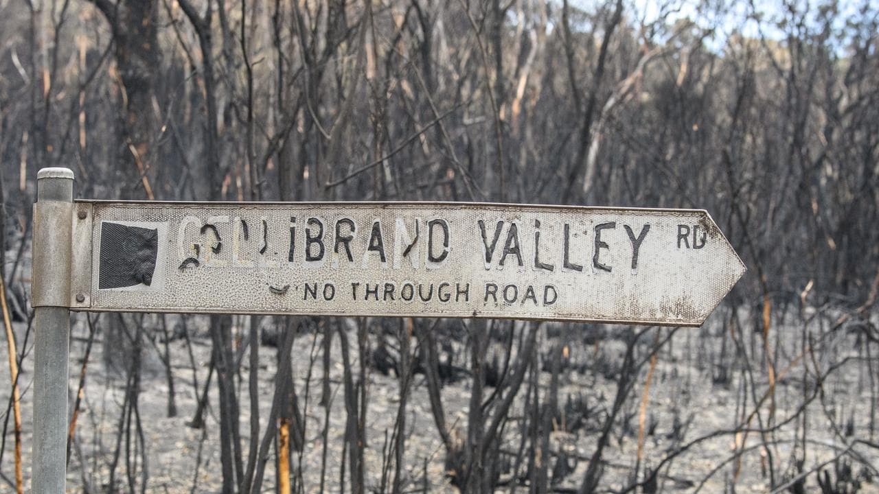 A burnt road sign 