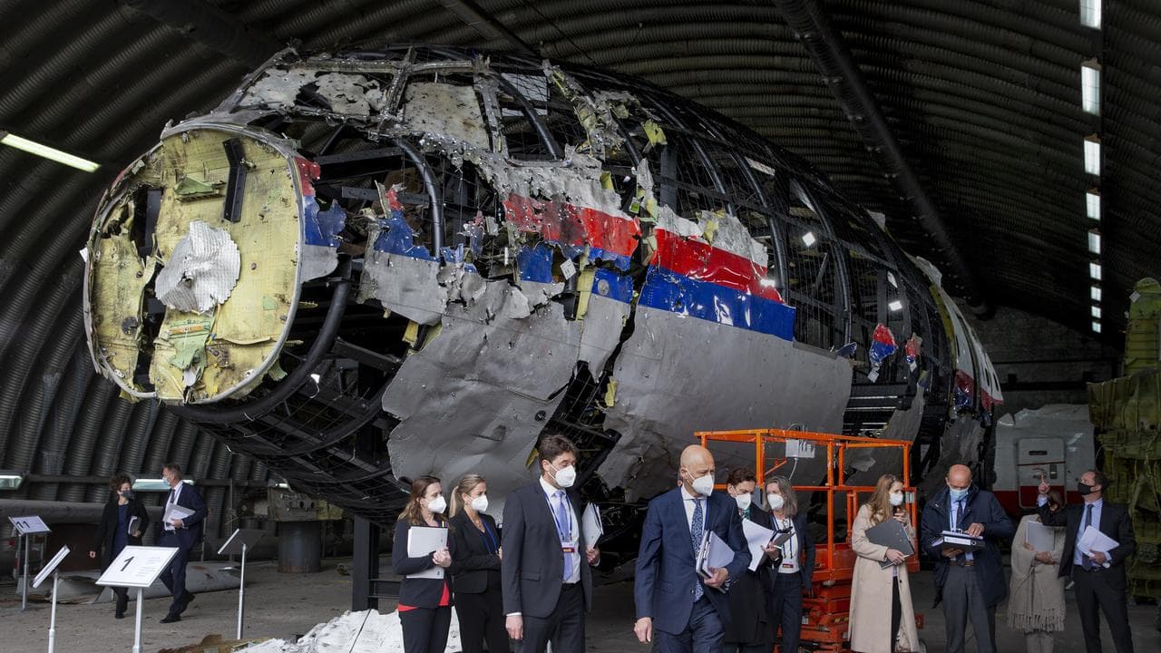 Reconstructed wreckage of Malaysia Airlines Flight MH17