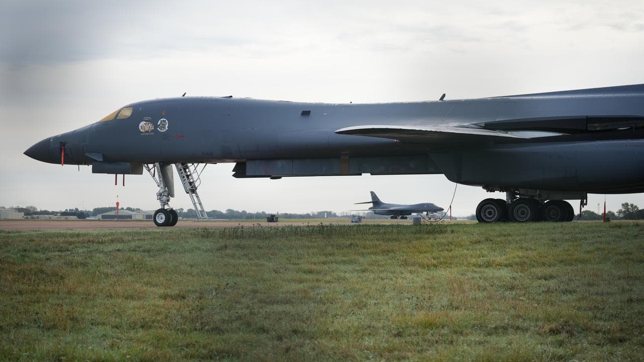 A B1 USAF bomber on the tarmac at RAF Fairford in England
