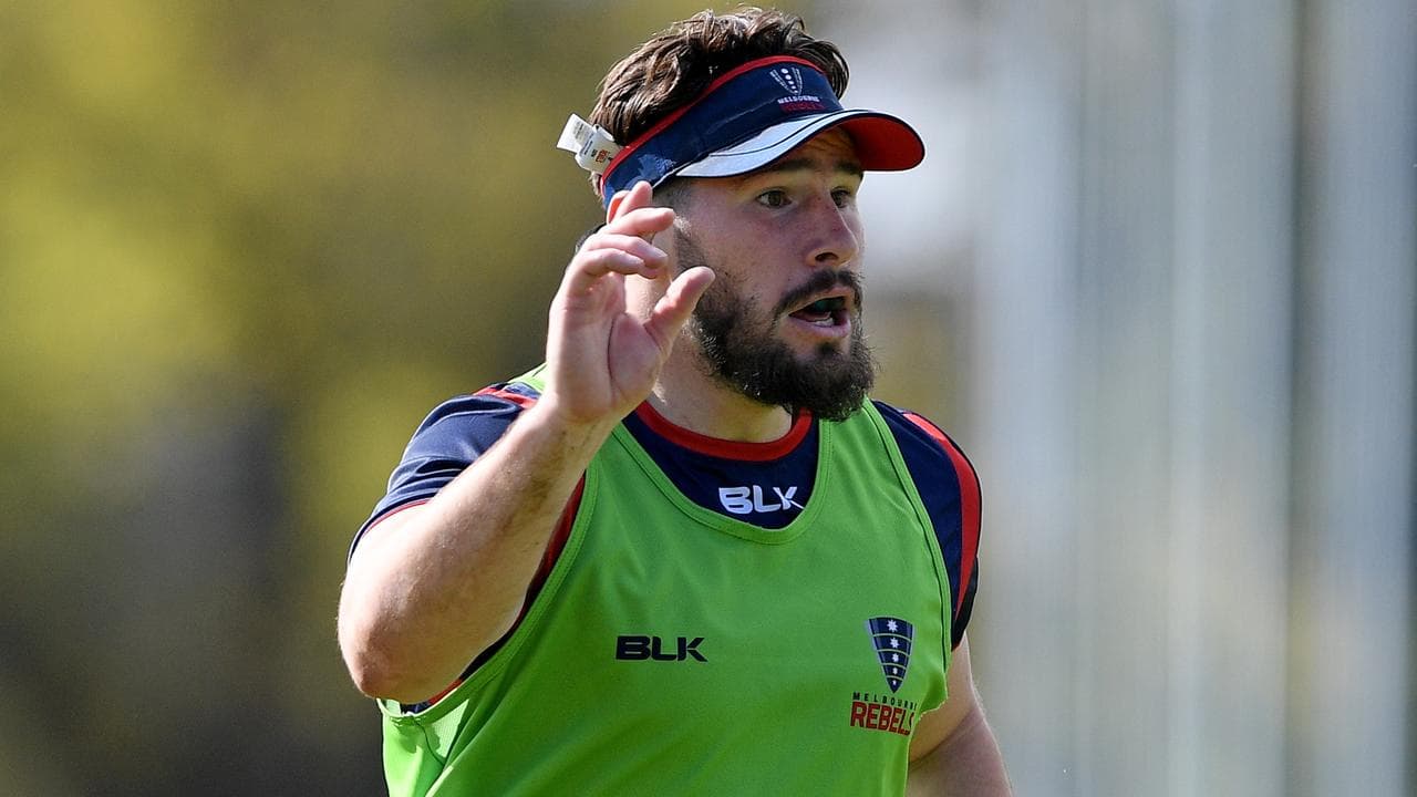 Nathan Charles at a Melbourne Rebels training session in 2018.