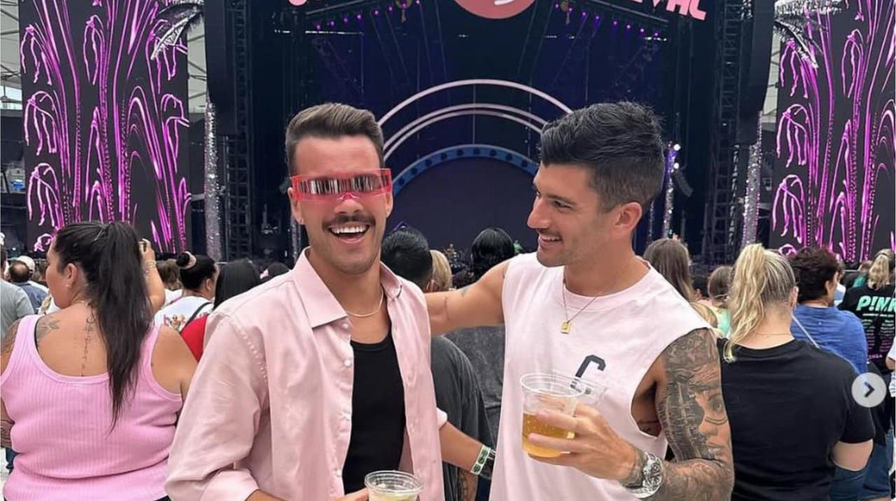 two men at Pink concert