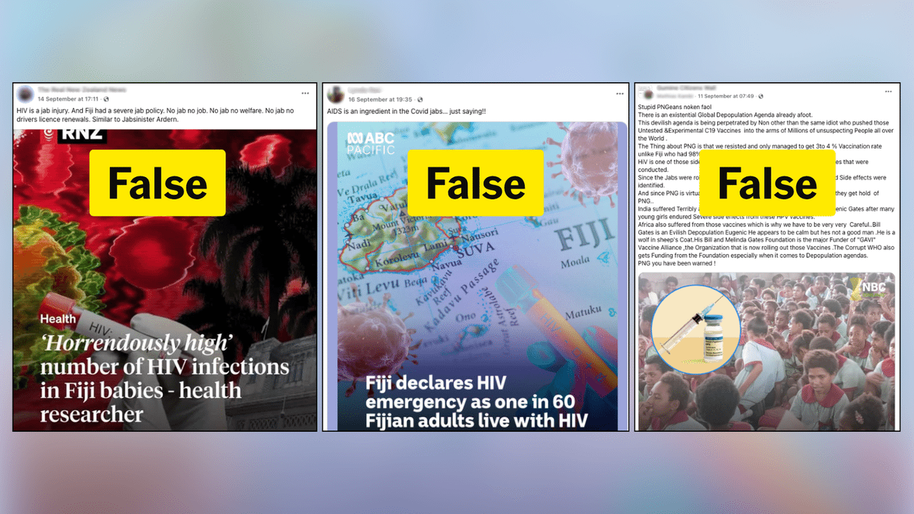 Screenshot of false posts about HIV