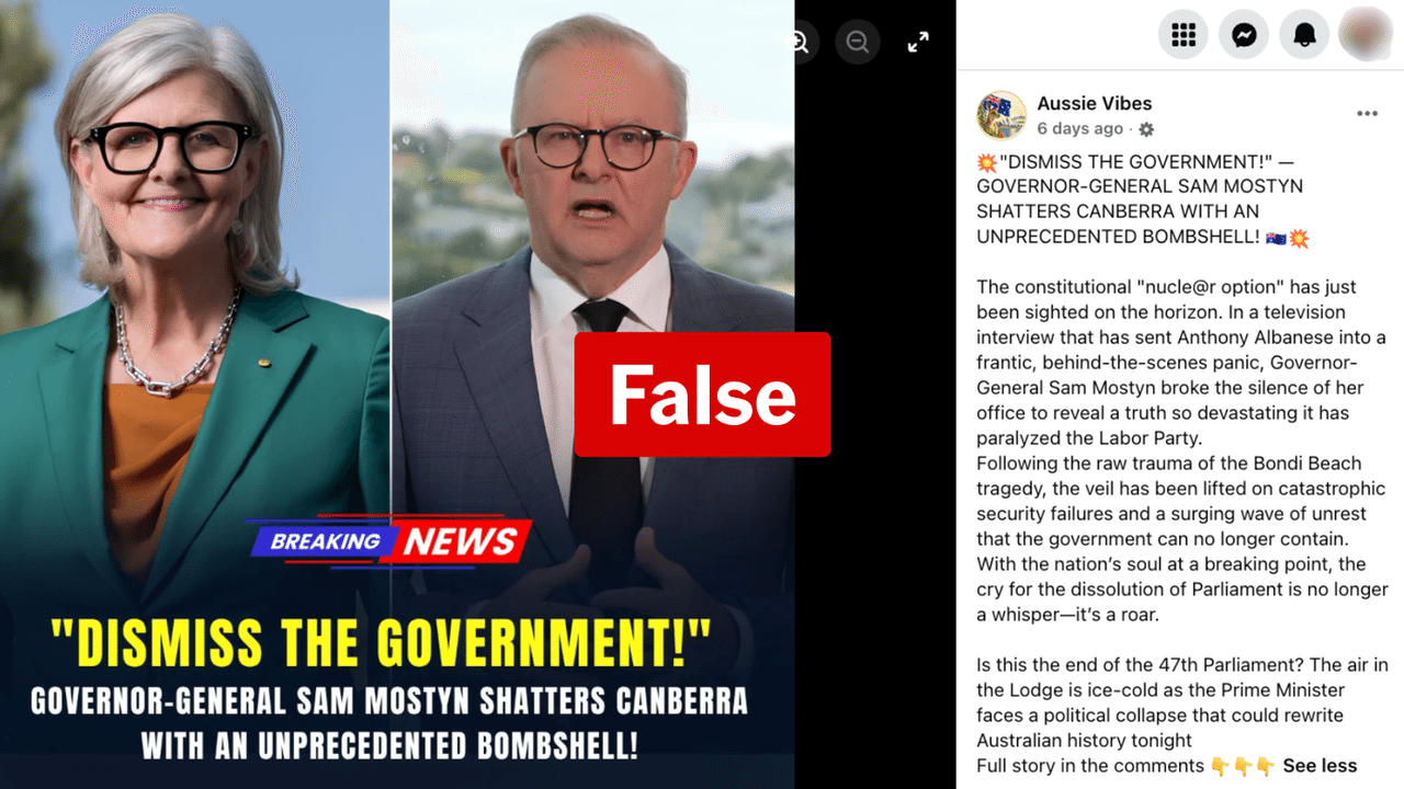 Screenshot of a false Facebook post