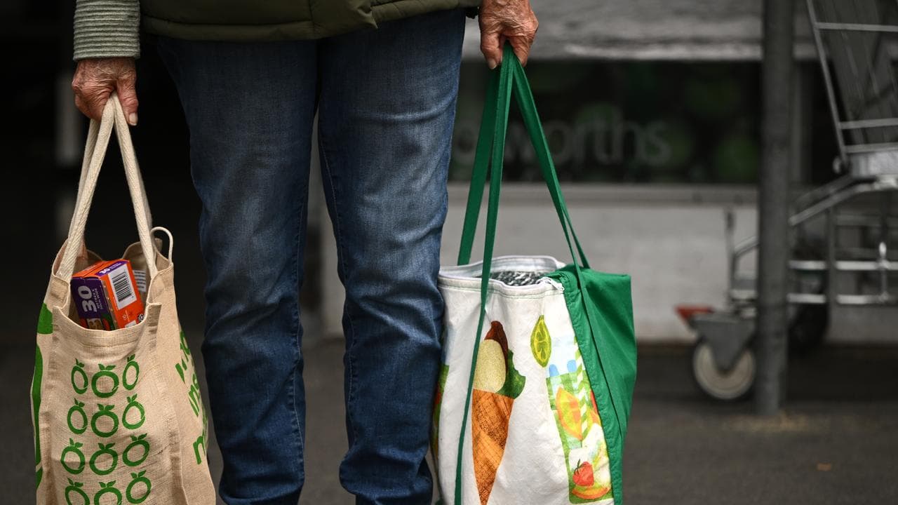 A shopping bag with Woolworths signage