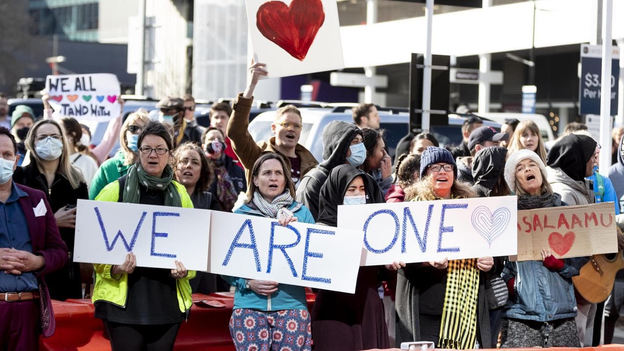 Supporters of victims of the 2019 Christchurch terror attack