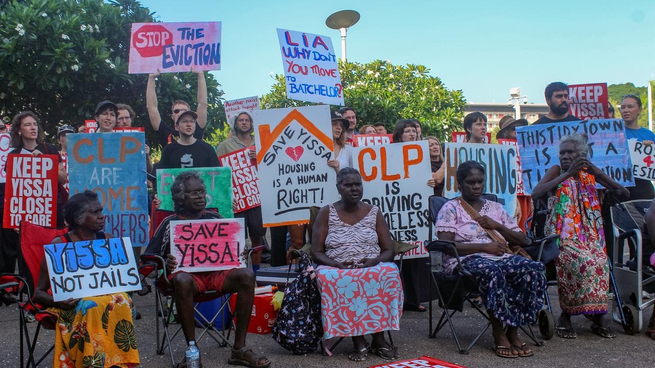 Protesters rally against the closure of a Darwin homeless shelter