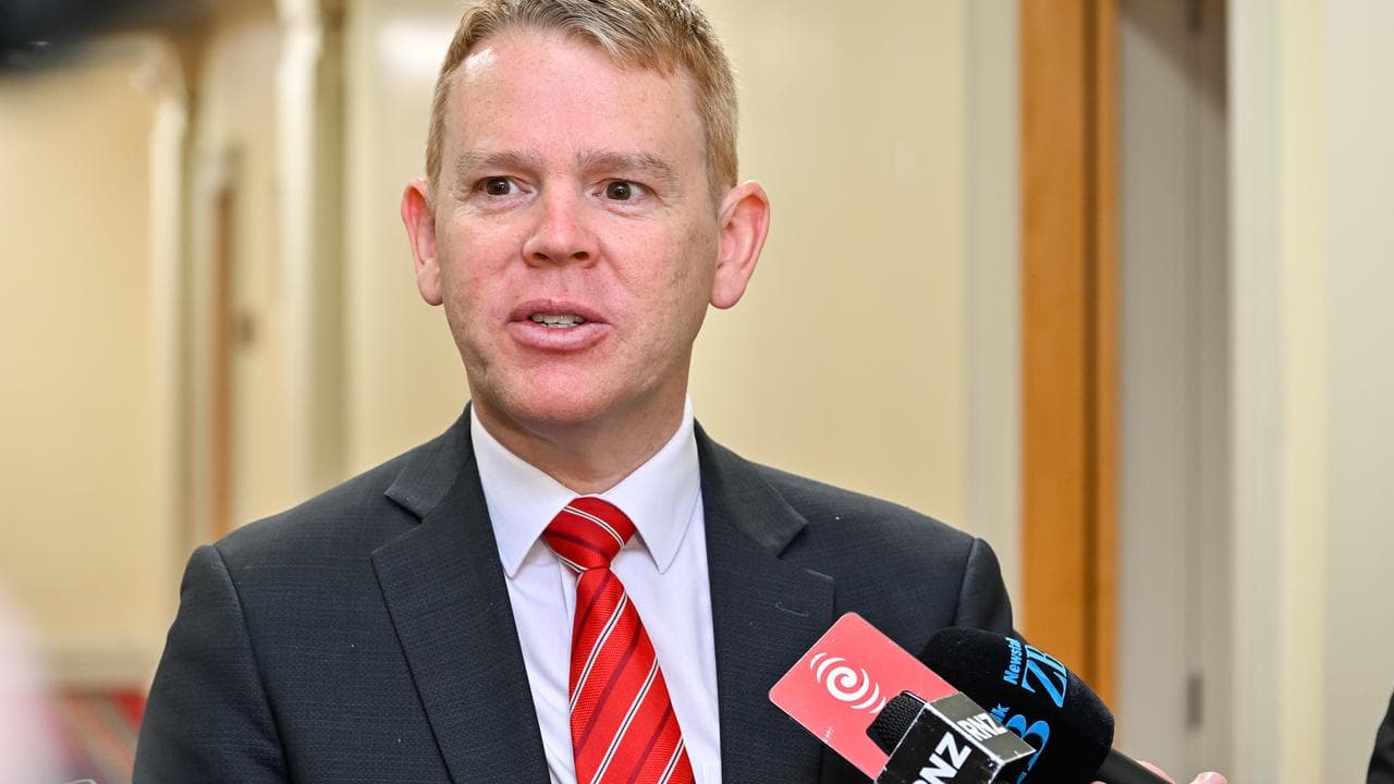Chris Hipkins speaking to the media.