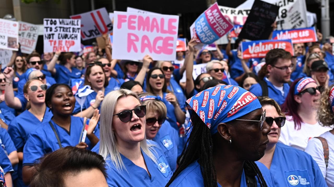 Public sector nurses and midwives participate in a strike