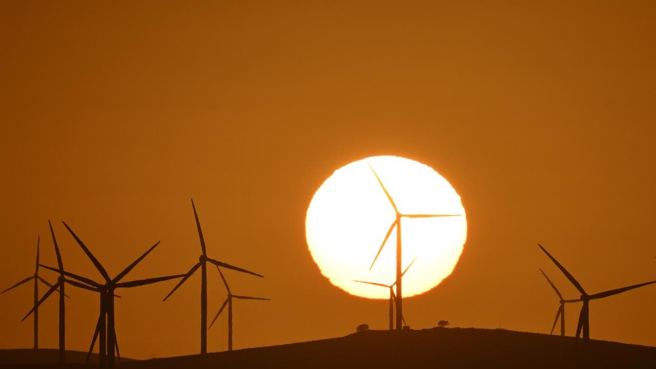 Wind farms sunset