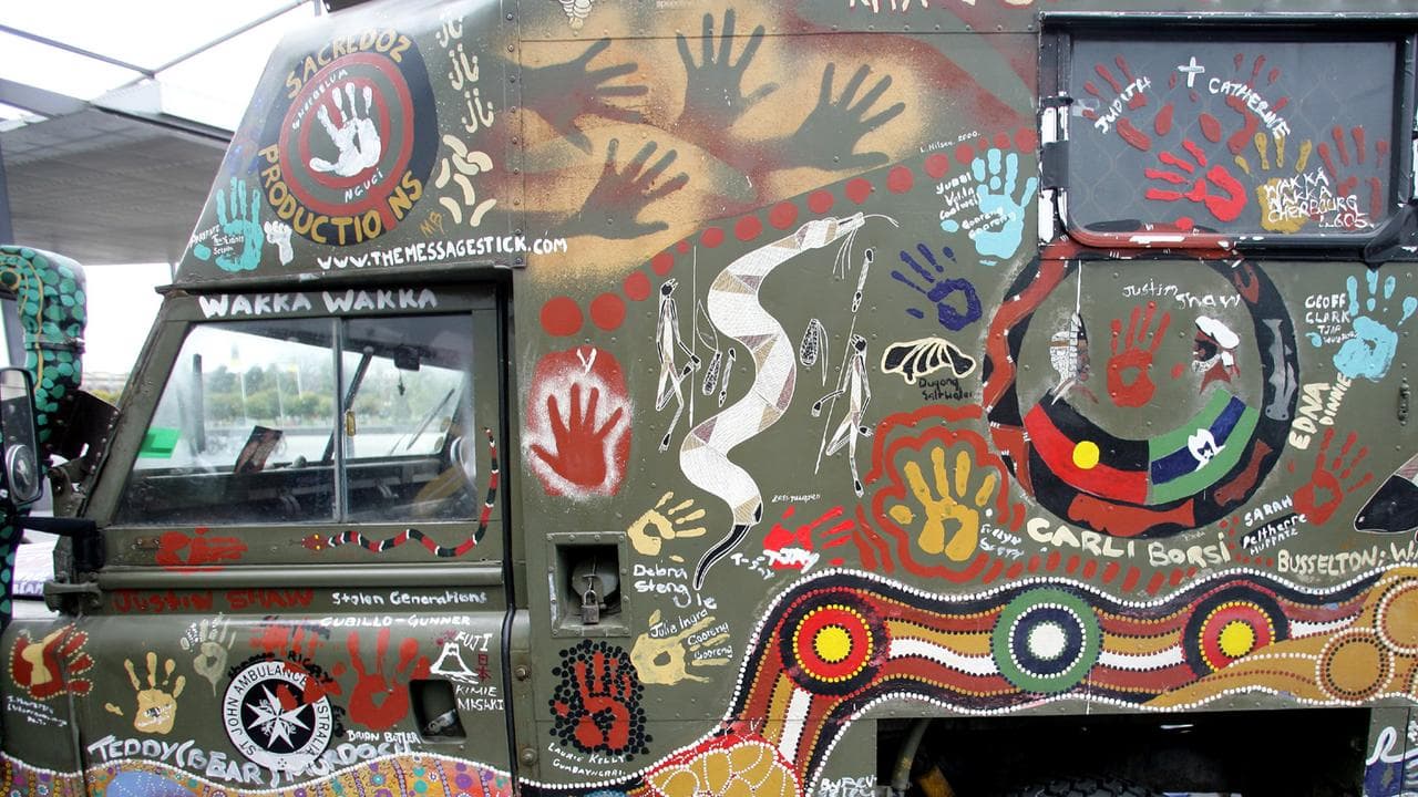 Indigenous images on a van