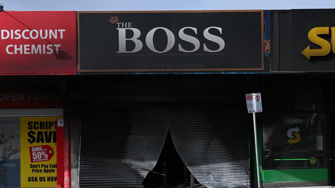 Fire damage is seen at The Boss Gift and Accessories store