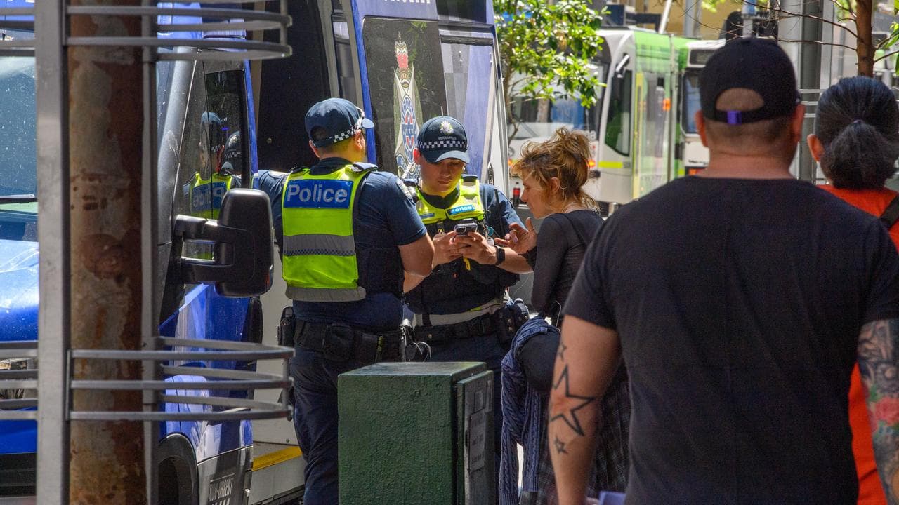 Police speak with people