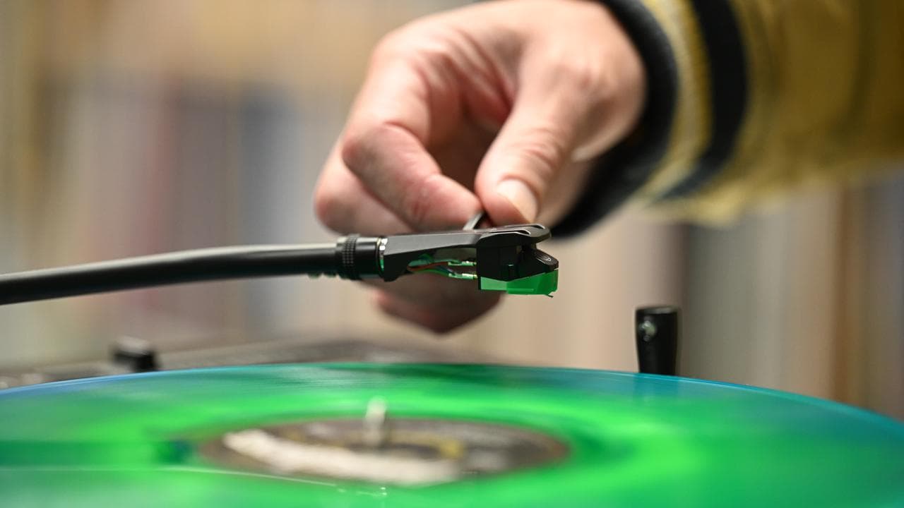 Person playing a record