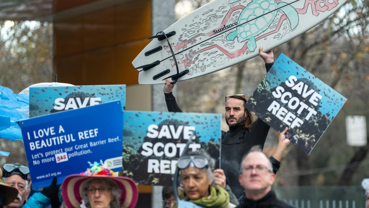 Protesters against fossil fuel mining in Scott Reef