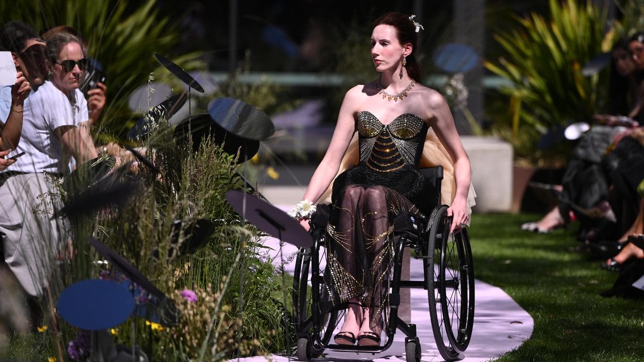 Model in wheelchair