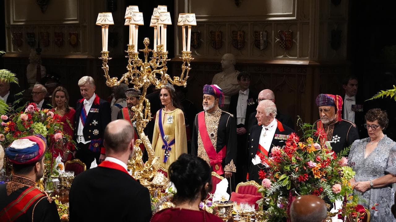 King Charles , Kate, Sultan Haitham bin Tarik of Oman