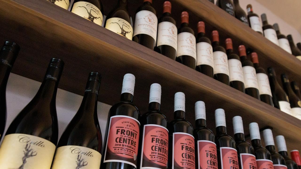 Wine on shelves