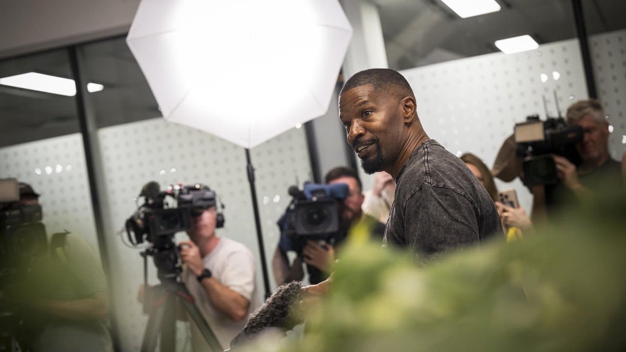 Jamie Foxx speaks to the media