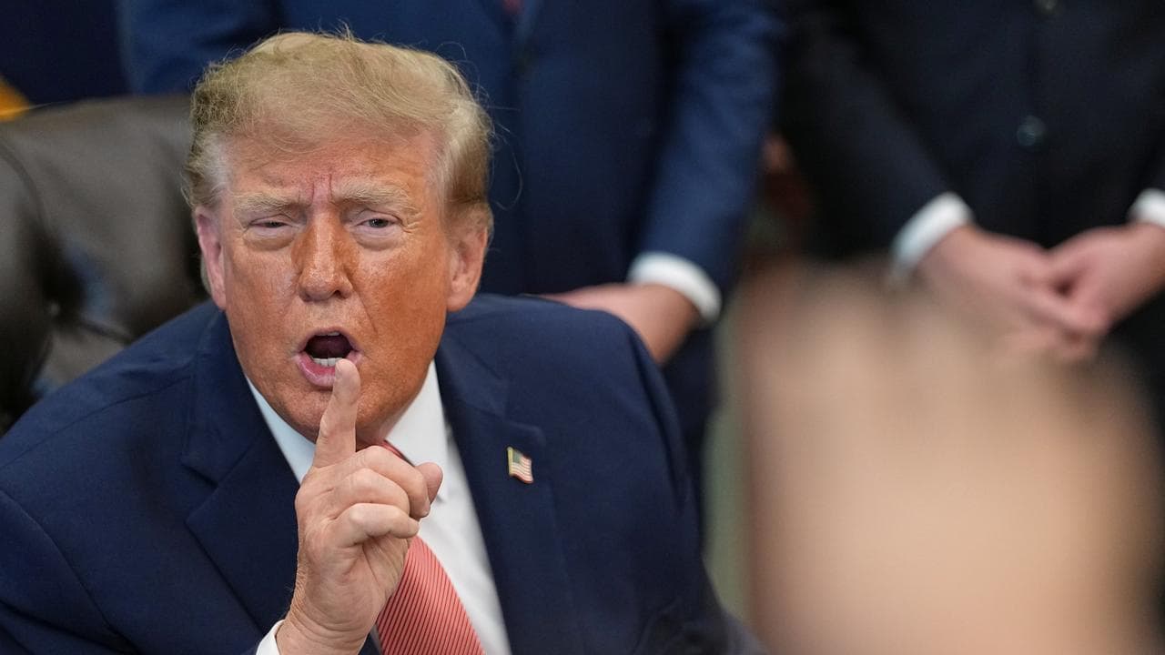 US President Donald Trump speaks in the Oval Office of the White House