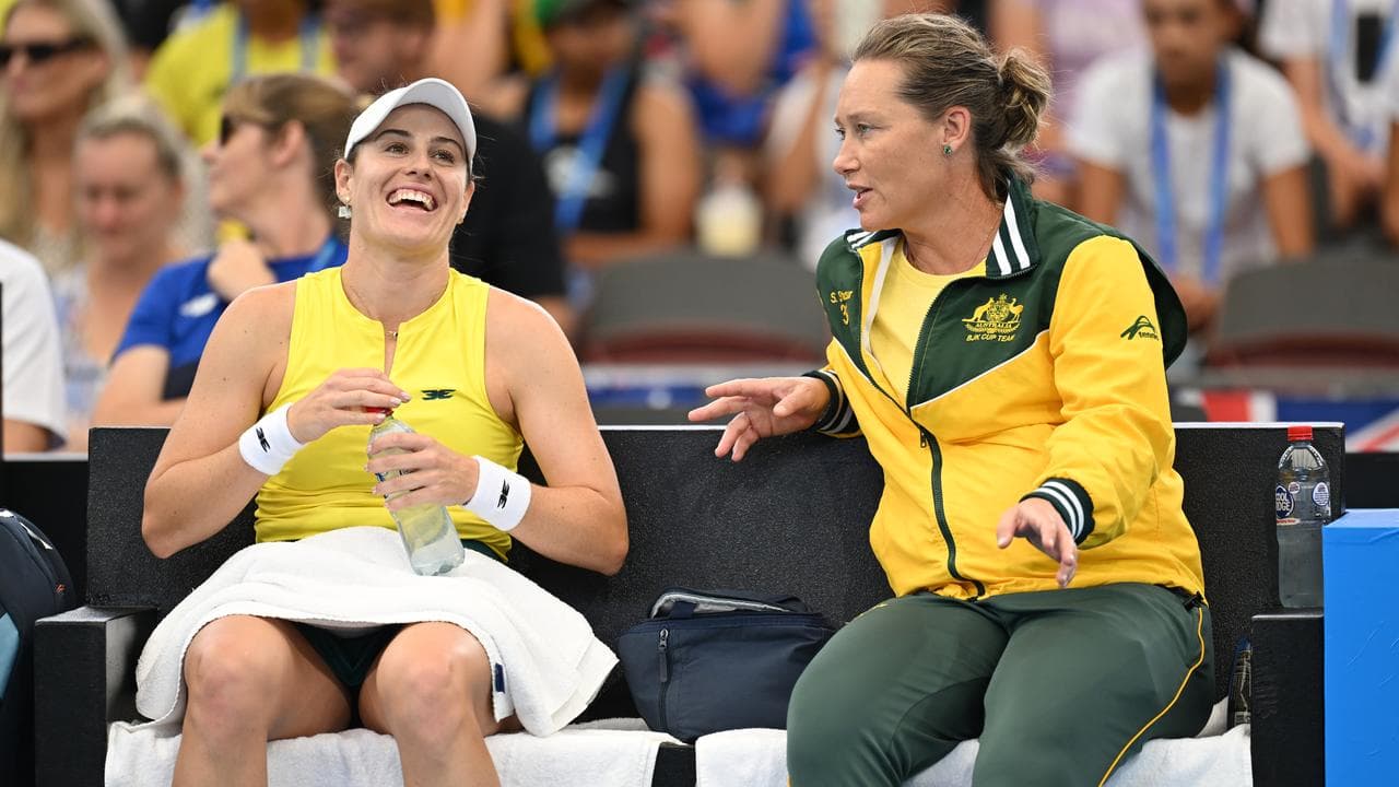 (L-R) Kim Birrell and Samantha Stosur.
