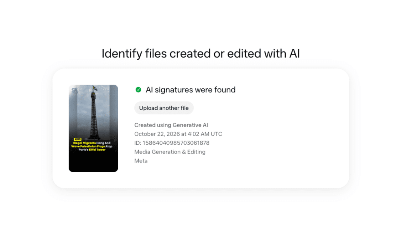 A screenshot of Meta AI Identification software.