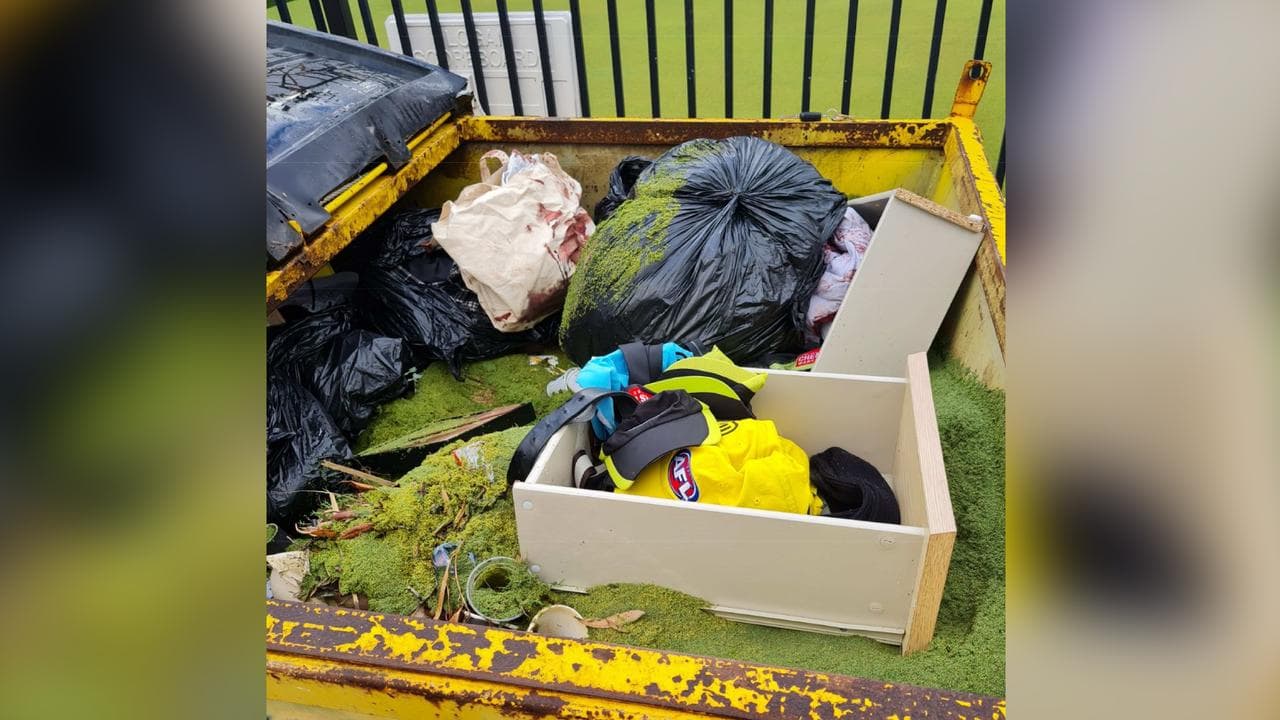 Evidence photo of clothing in a bin at Club Cronulla in Sydney