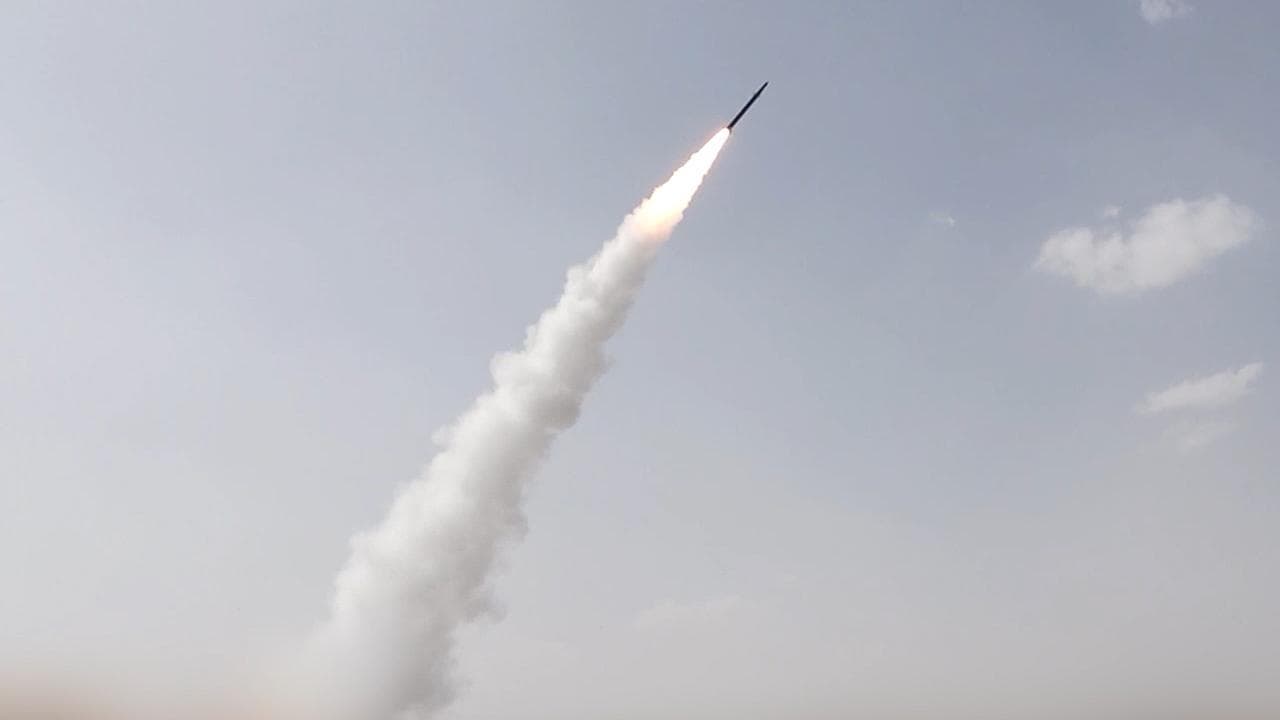 A Houthi missile launch from an undisclosed location in Yemen