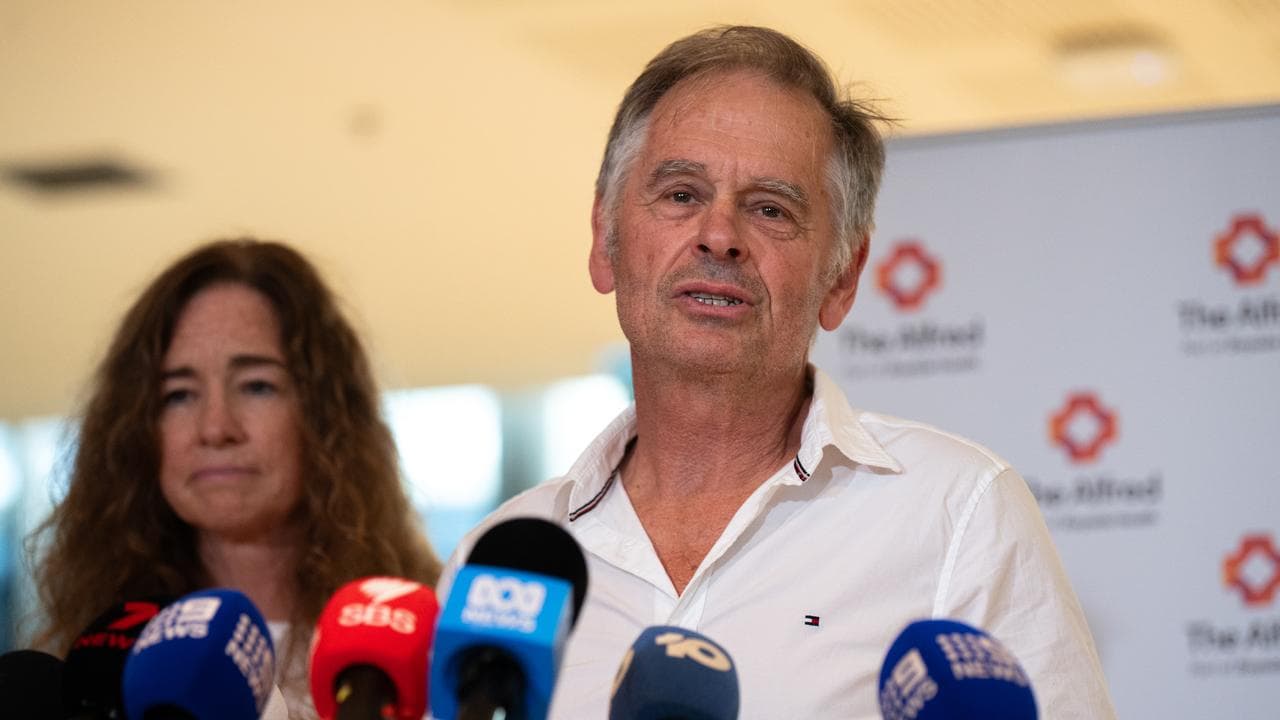 Phil Haines, husband of Helen Haines, speaking to media on October 21