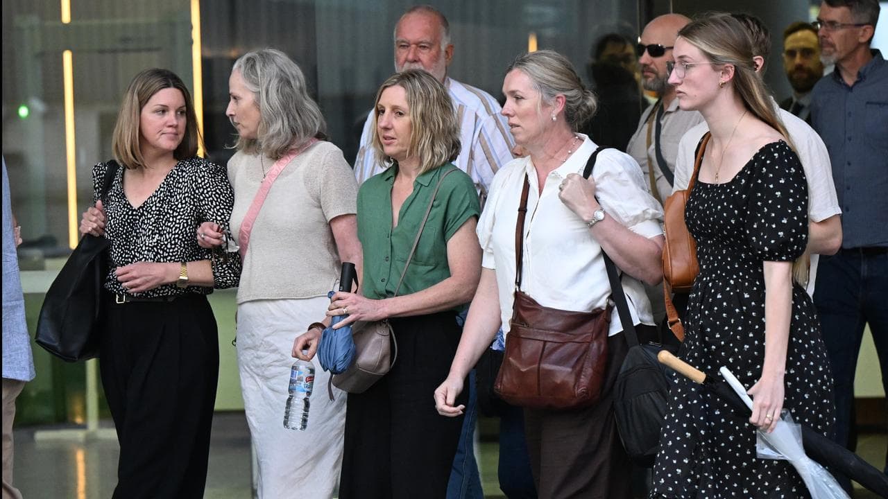 People leaving court