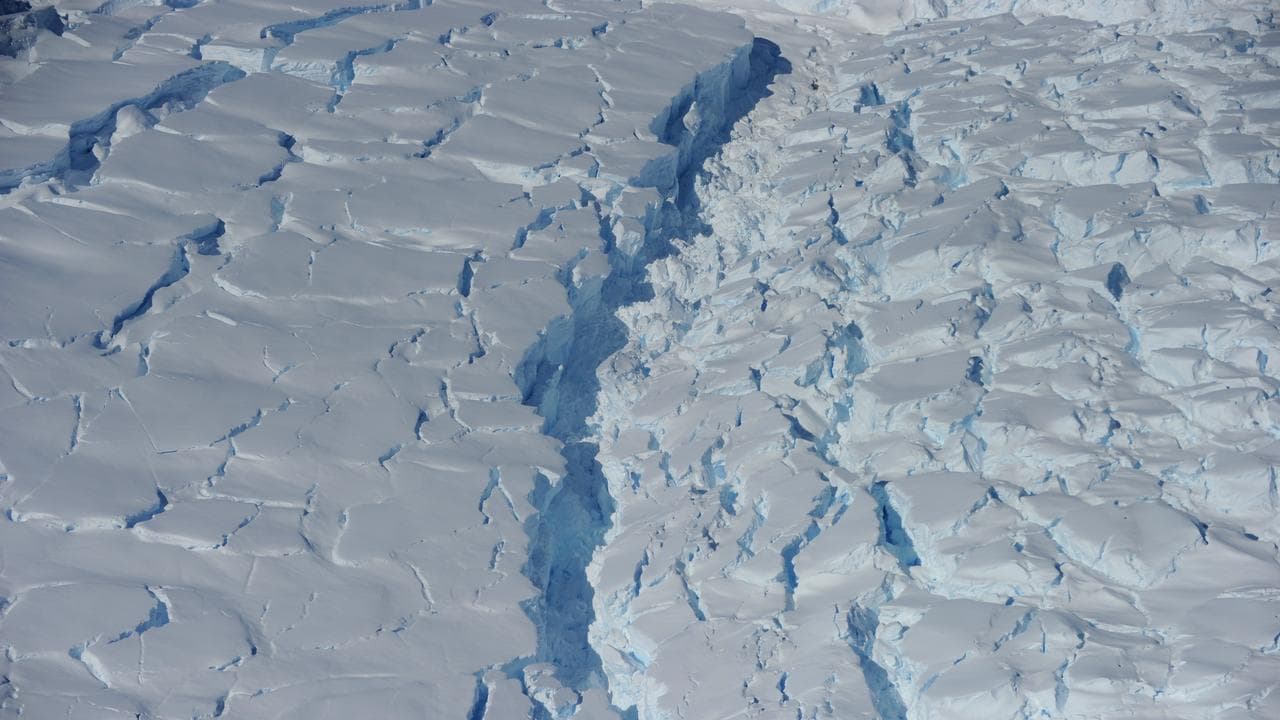 Aerial views of the ice cap in Antarctica (file image)