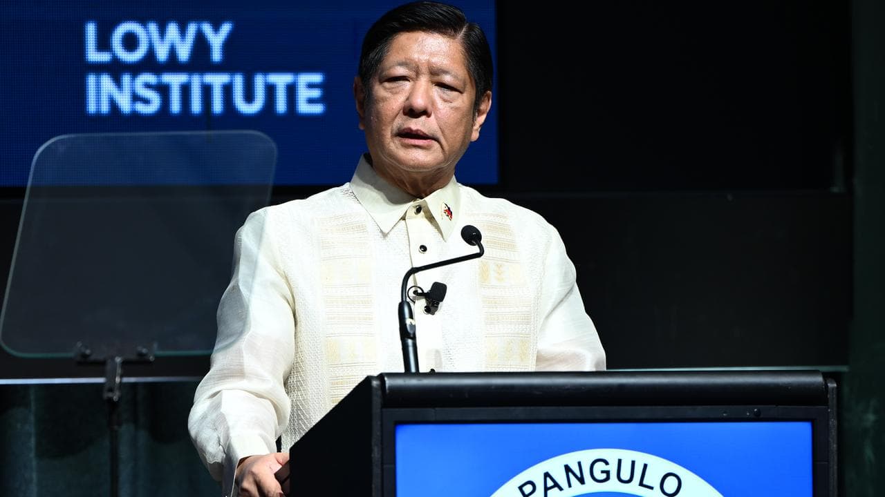 Philippines president Ferdinand R Marcos Jr speaking in  2024.