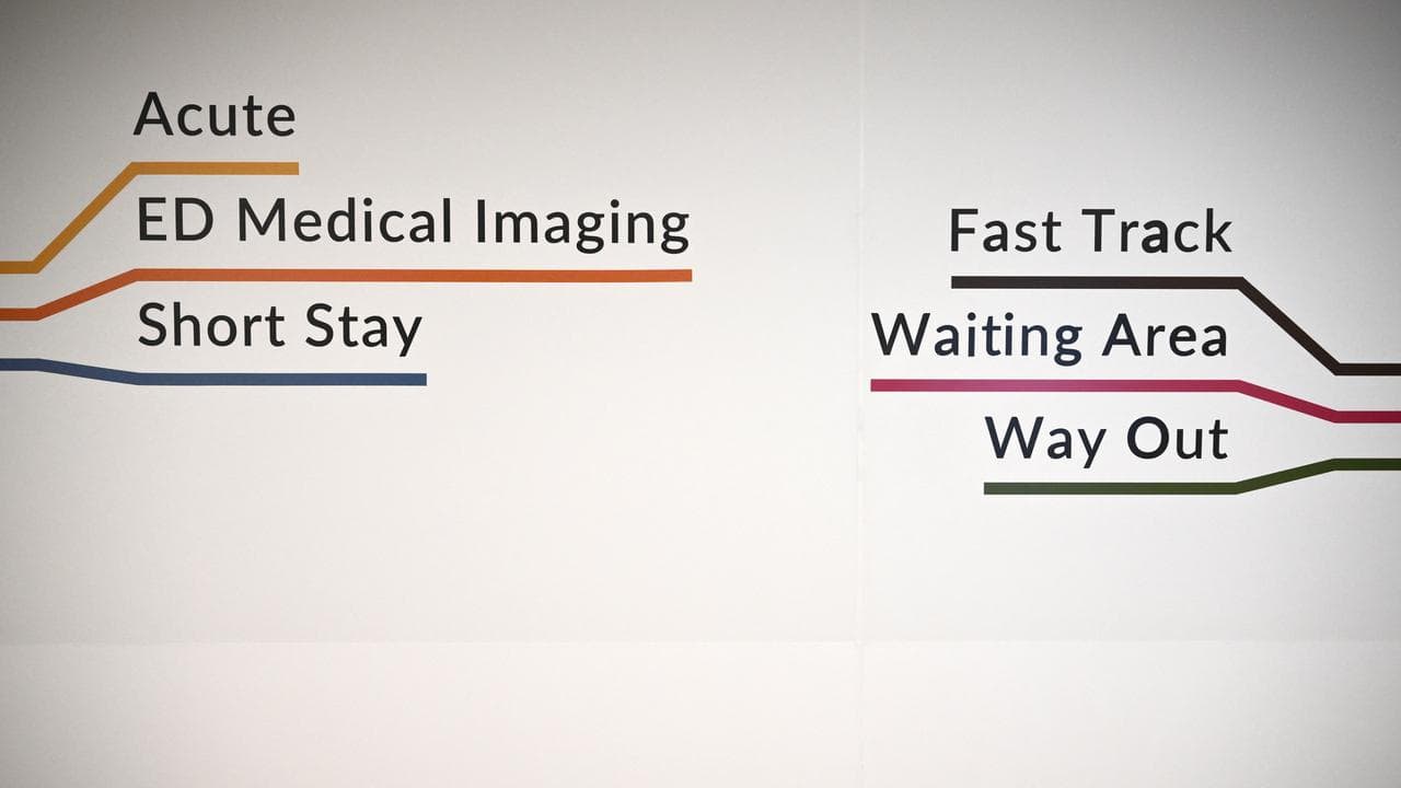Signage in a hospital emergency department