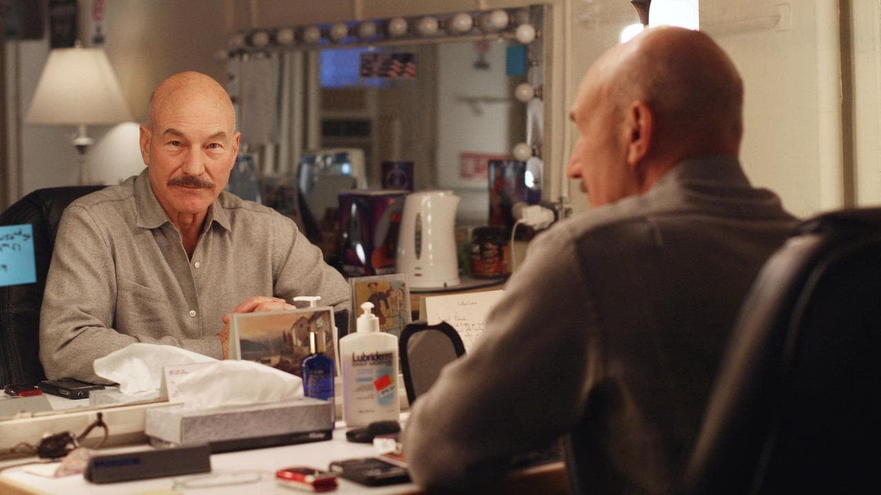 Patrick Stewart in his dressing room at the Lyceum Theater in New York