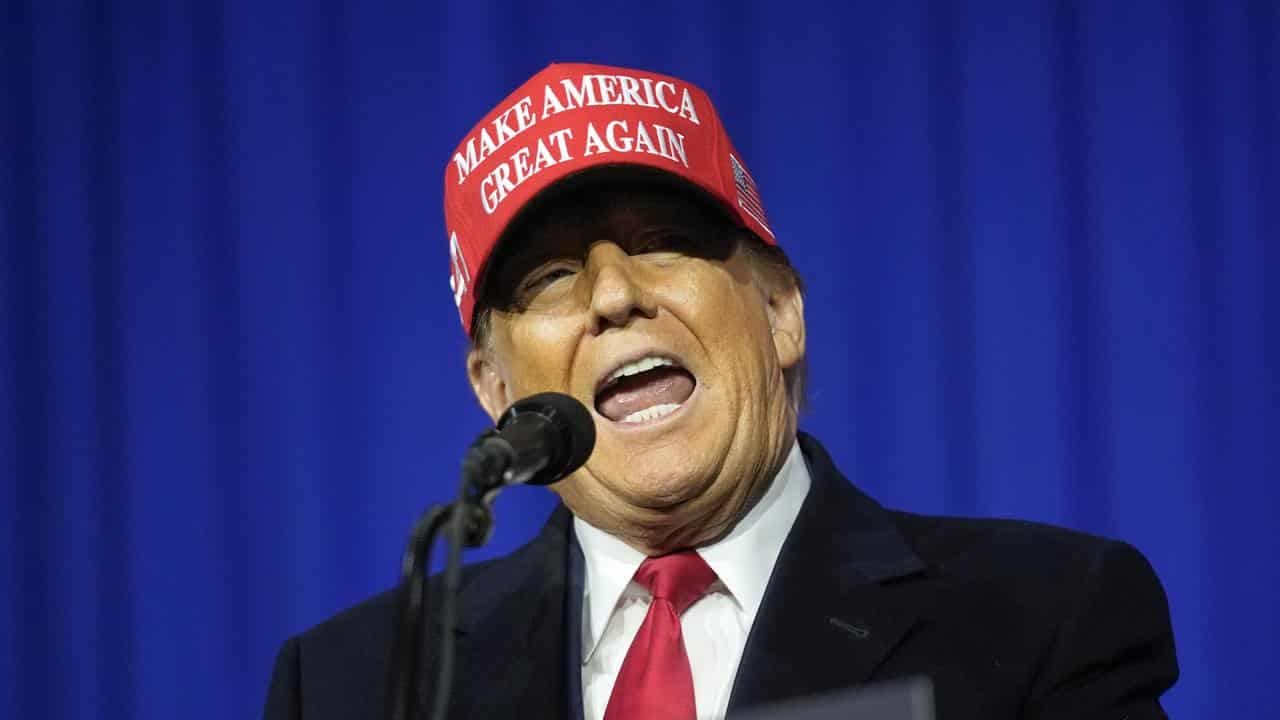 Trump labels $US355m fraud fine 'election interference'