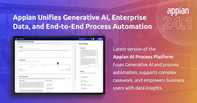 Appian Unifies Generative AI, Enterprise Data, and End-to-End Process Automation