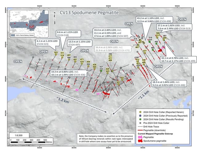 Patriot Expands High-Grade "Vega Zone" at CV13 with Multiple Drill Intercepts