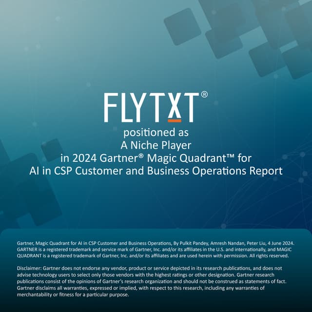 Flytxt included in the 2024 Gartner® Magic Quadrant™ for AI in CSP Customer and Business Operations