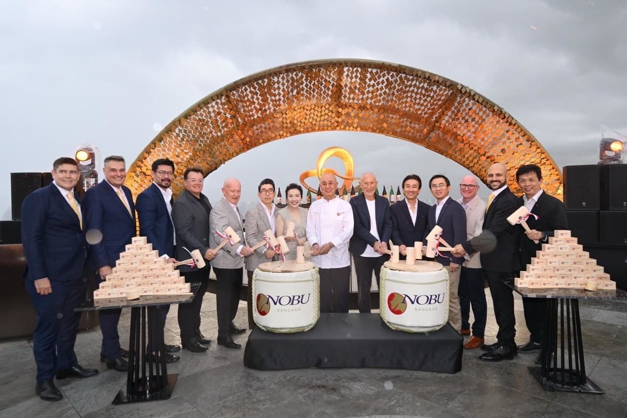The Official Opening of Nobu Bangkok at 'EA' Rooftop at The Empire, the Announcement of Nobu Residences Bangkok, and the Groundbreaking of The Plaza Athénée Nobu Hotel and Spa Bangkok Were Celebrated with a Special Sake Ceremony