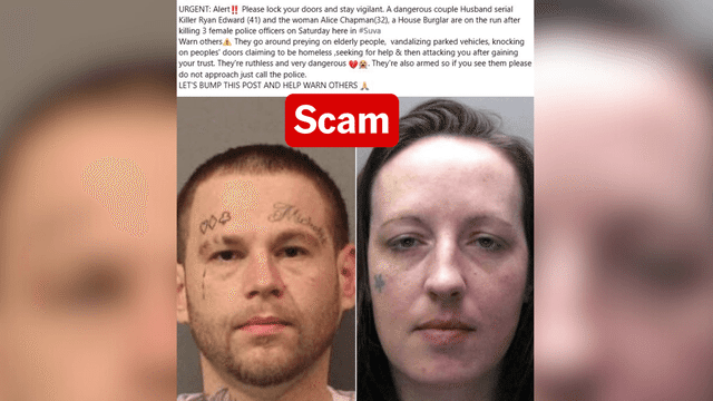 Warning about 'dangerous couple' is a global scam
