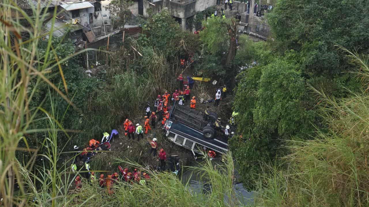 At least 55 killed as bus plunges off Guatemala bridge