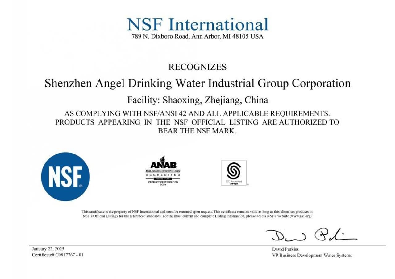 ANGEL J2810 Microfiltration Water Purifier Receives NSF Certification, Boosting Global Expansion