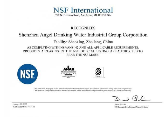 ANGEL J2810 Microfiltration Water Purifier Receives NSF Certification, Boosting Global Expansion