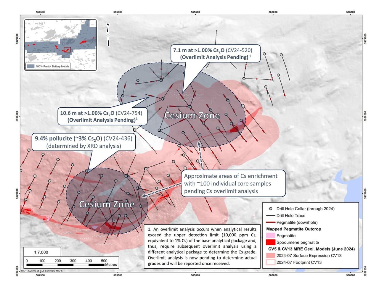 Patriot Announces Discovery of a Large Cesium Zone at Shaakichiuwaanaan