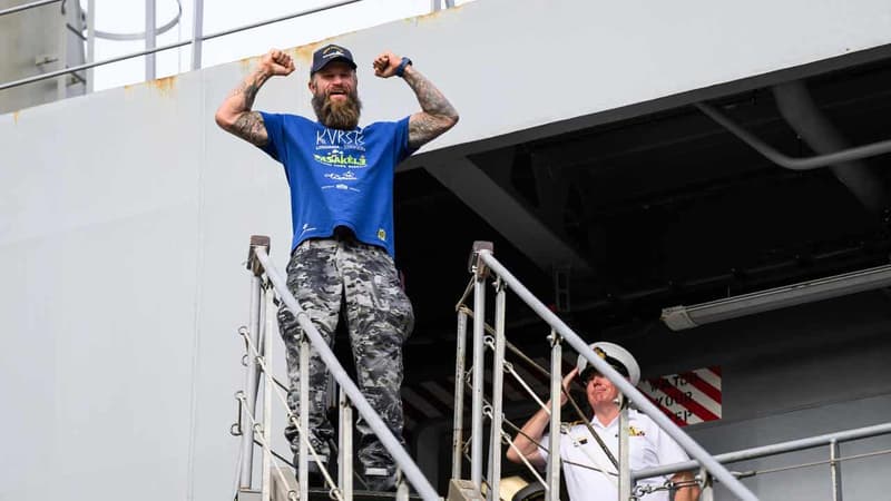 Mark Evans Rower Rescued rower 'in awe' after emotional return to land
